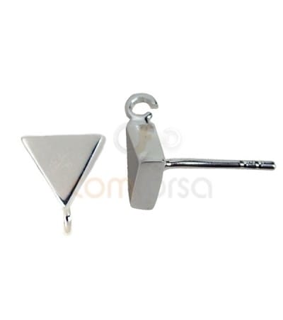 Sterling silver 925 triangle earrings with open rings 7.5x6.5 mm
