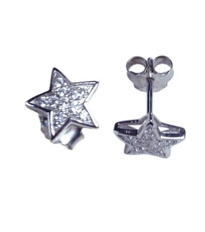 Sterling silver 925 Star earring with zircons 9 mm