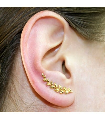 Sterling silver 925 gold plated wheat grain ear crawler 6x24 mm