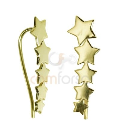Sterling Silver 925 Gold Plated Stars Ear Crawler 8x25mm