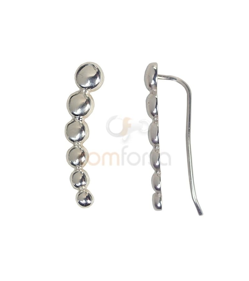 Sterling Silver 925 Balls Ear Crawler 6x26mm