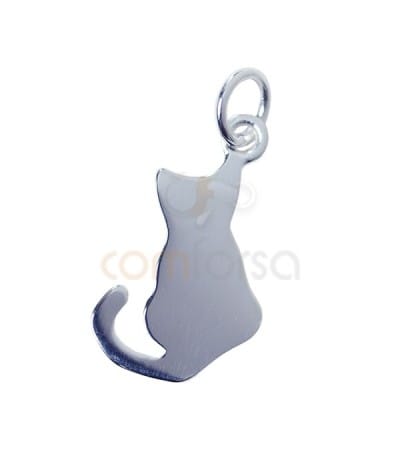 Sterling silver 925 cat pendant 11.5 x 18 mm