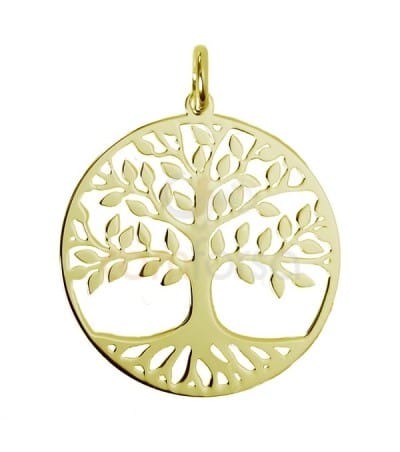 Sterling silver 925 gold-plated tree of life pendant 20 mm