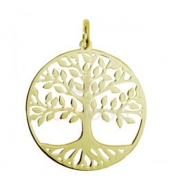 Colgante árbol de la vida 20 mm plata 925 chapada en oro