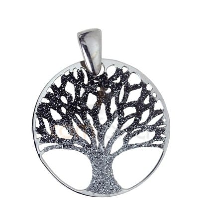 Sterling silver 925 life tree pendant 25 mm in grey