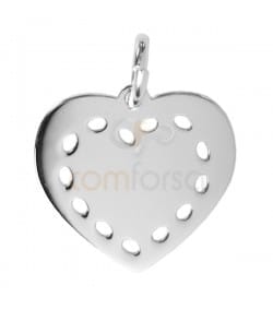 Chapa corazón calado 13 x 12 mm plata 925ml