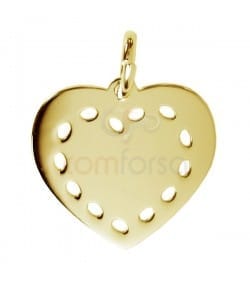 Colgante corazón 13 x 12 mm plata 925 chapada en oro