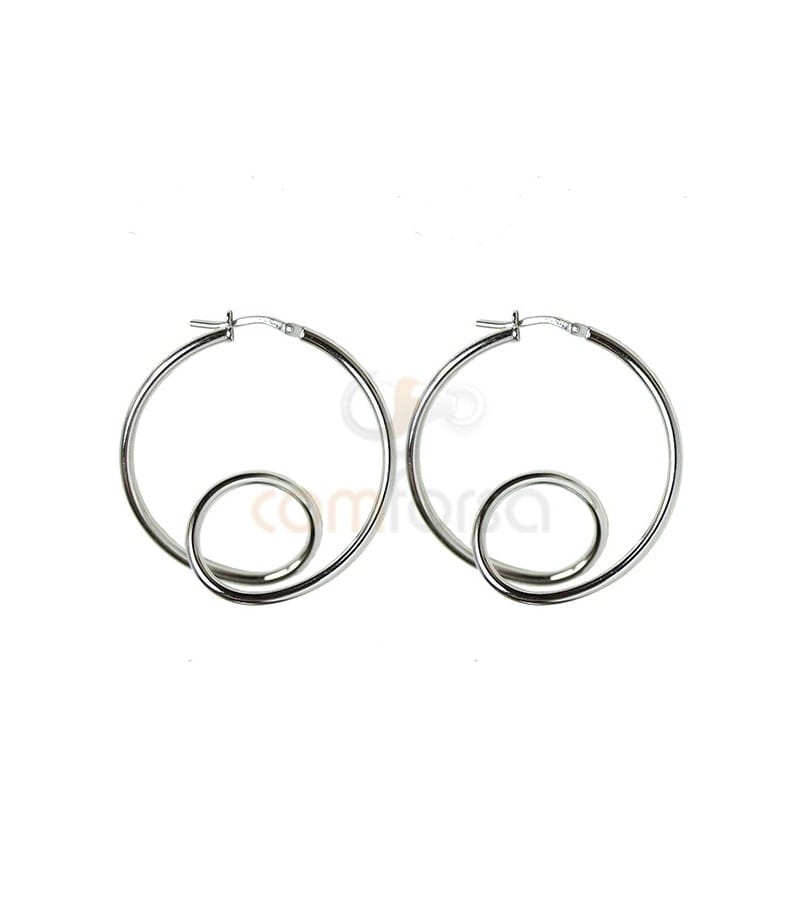 Sterling silver 925 hoop earrings 36 mm