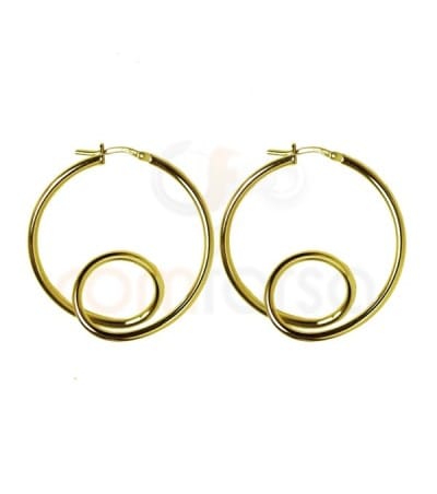 Pendiente criolla bucle 36mm plata 925 chapada en oro