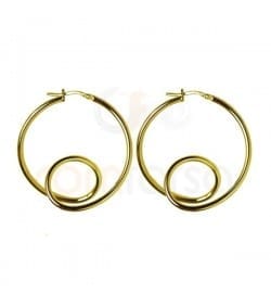 Sterling silver 925 gold-plated hoop earring with loop 36 mm
