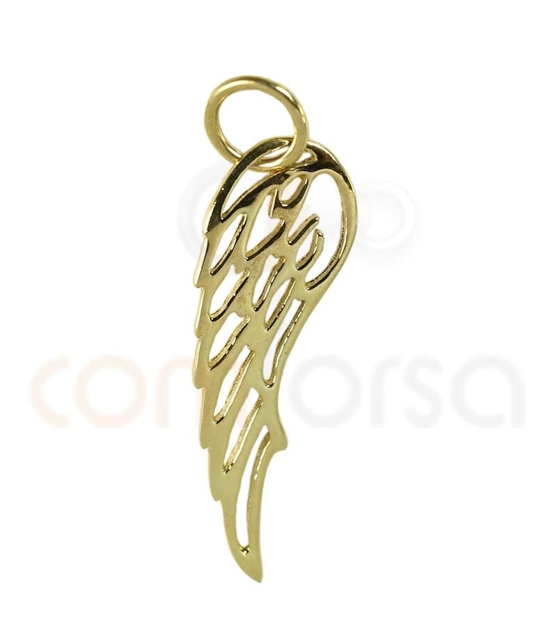 Sterling silver 925 gold-plated hollowed wing pendant 8x26 mm