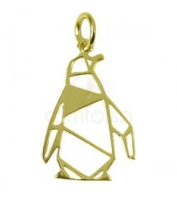 Colgante pingüino 13x19mm plata 925 chapada en oro