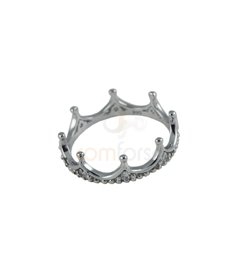 anillo corona circonia plata 925 ml