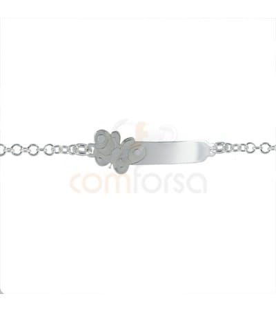 Sterling silver butterfly bar bracelet 13 cm with extender 3 cm