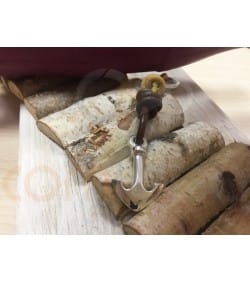 Idea llavero cuero bicolor con ancla de plata