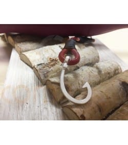 Idea llavero cuero, nylon y anzuelo en plata