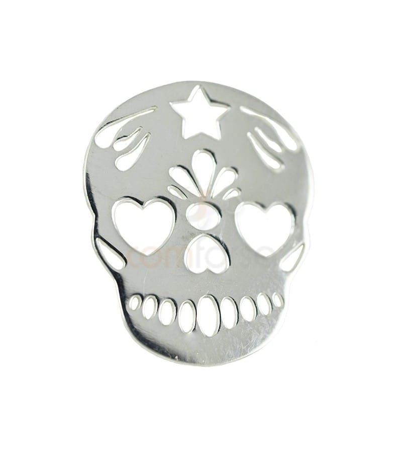 Sterling silver 925  Mexican Skull 15 x 18 mm