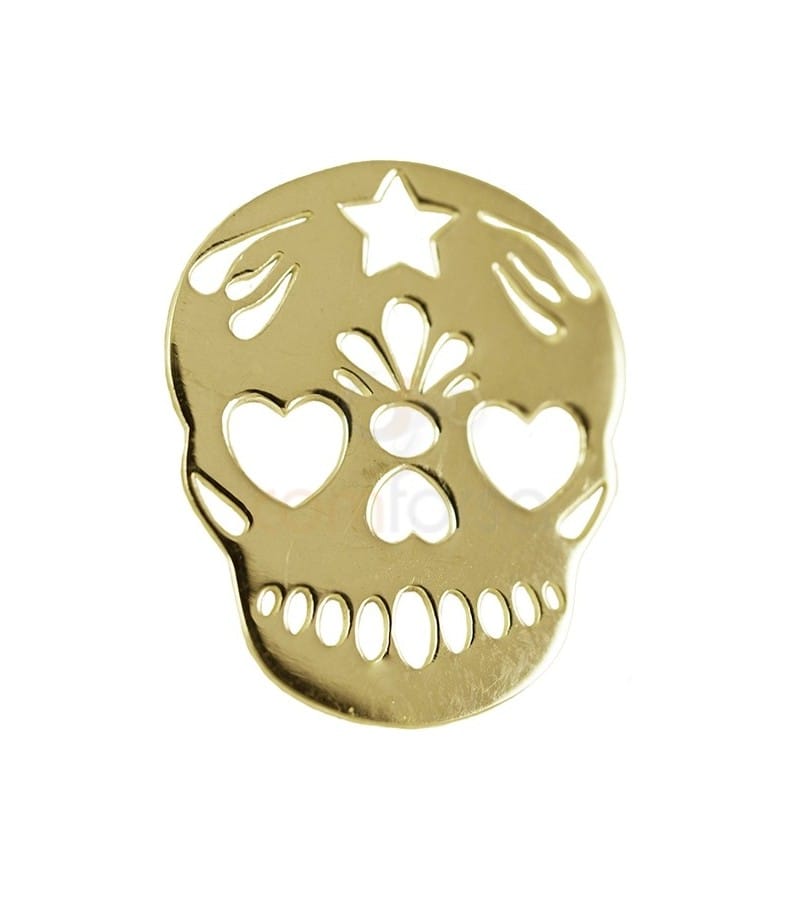 Sterling silver 925 gold-plated Mexican Skull pendant 15 x 18 mm