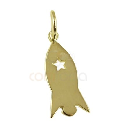 Sterling silver 925 gold-plated rocket pendant 7 x16 mm