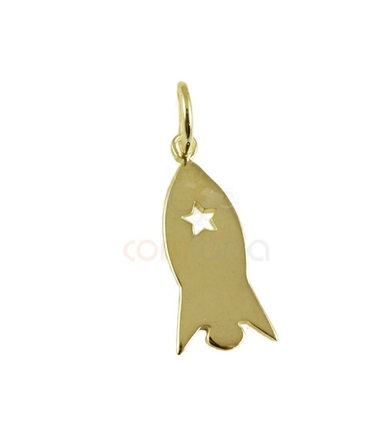 Sterling silver 925 gold-plated rocket pendant 7 x16 mm
