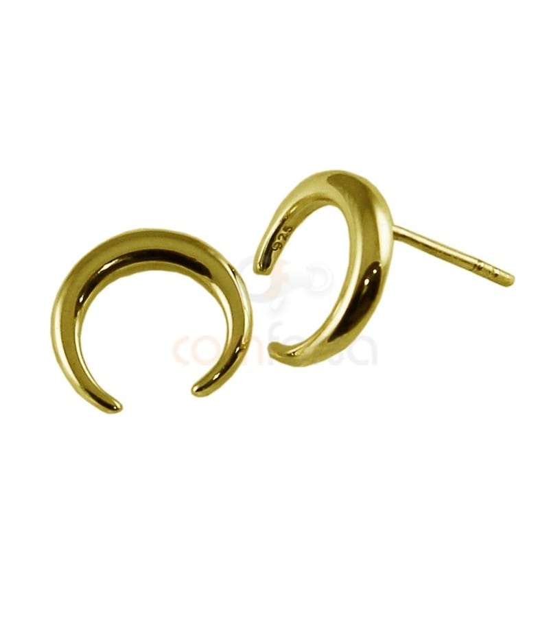 Sterling silver 925 gold-plated horn earring 12 mm