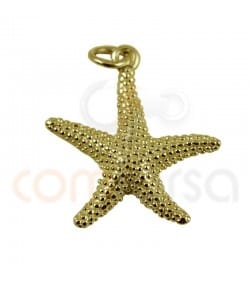 dije estrella de mar 20 mm plata baño de oro