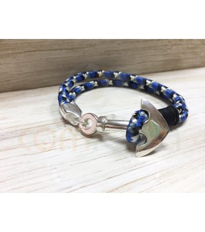Pulsera con ancla de plata y cordón de paracaidista de 5mm