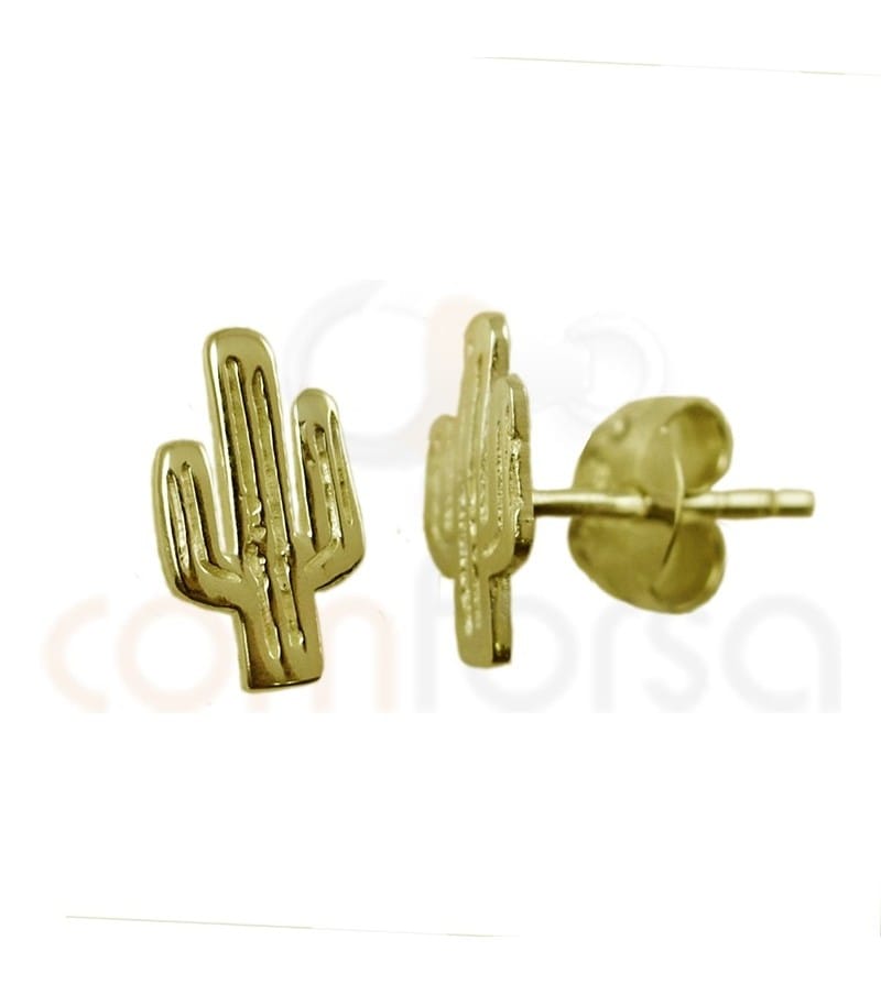 Pendiente cactus 5x9 mm plata 925 chapada en oro