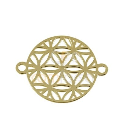 Entrepieza Mandala Semilla de la Vida 15mm plata 925 chapada dorada
