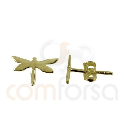 Sterling silver 925 gold-plated Dragonfly earrings  9.3x5.4mm