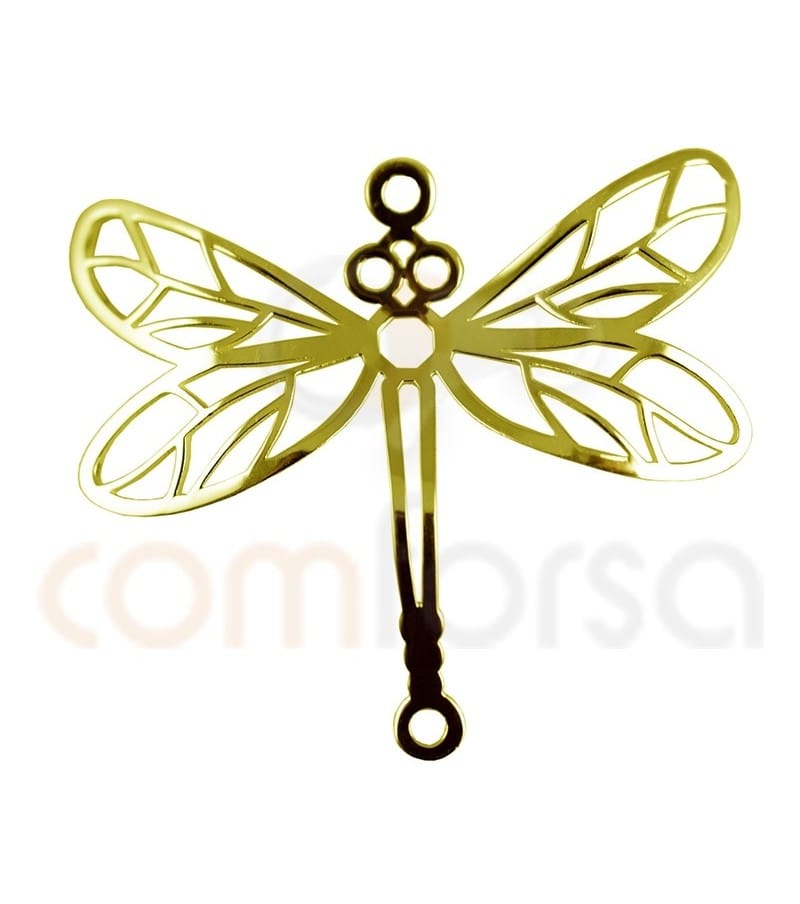 Entrepieza libélula 20 x 22 mm plata 925 chapada en oro