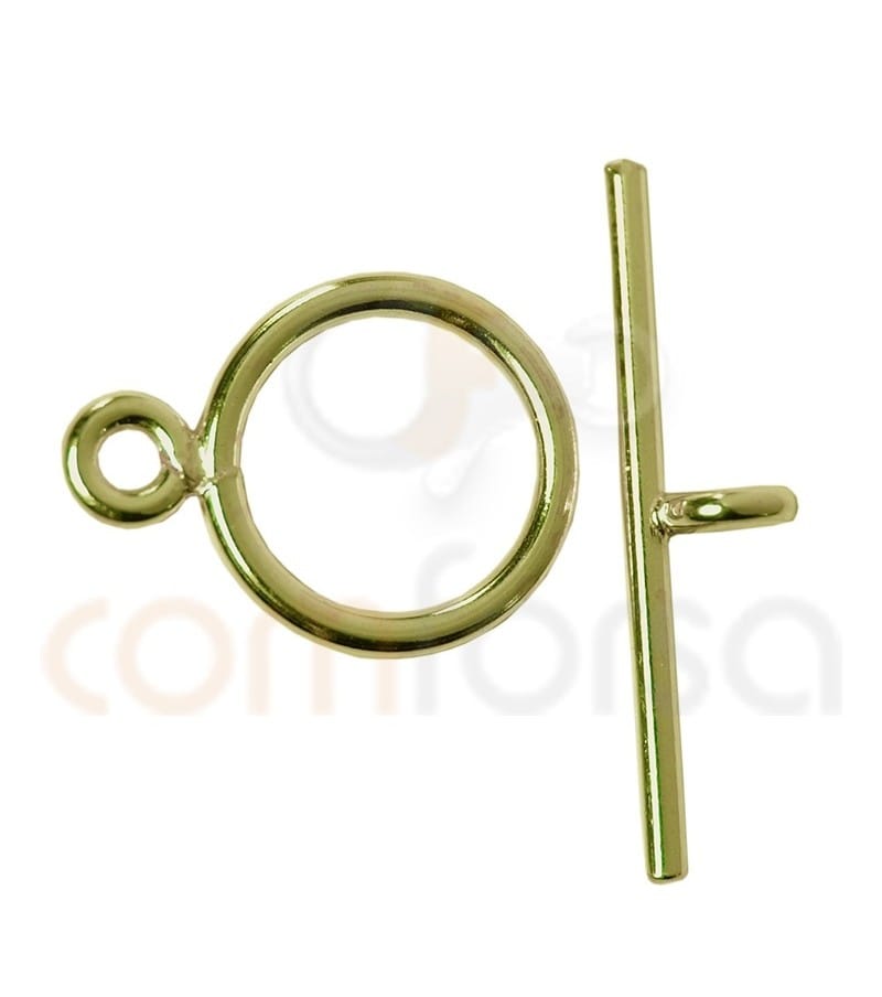 Sterling silver 925 gold-plated T clasp 8mm with bar 15 mm