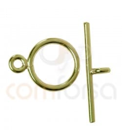 Sterling silver 925 gold-plated T clasp 8mm with bar 15 mm