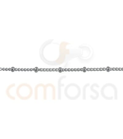 Sterling silver 925 curb chain with ball 1.2 mm