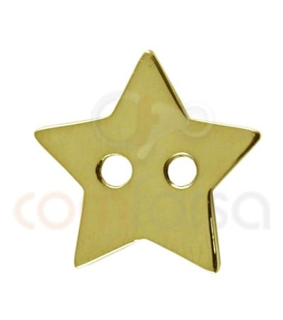 Estrella doble taladro 12 x 13 mm plata 925 chapada en oro