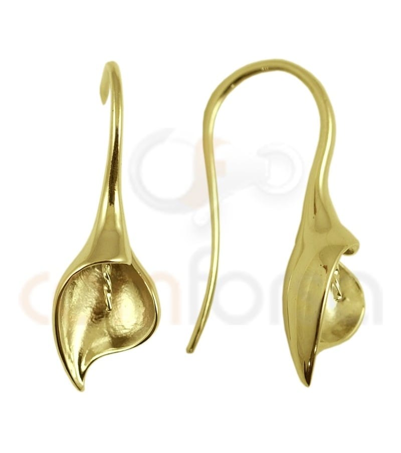 Sterling silver 925 gold-plated "calla leaf" hook  earring 5 x 26 mm