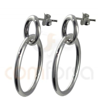 Sterling silver double hoop earrings 12 and 25 mm