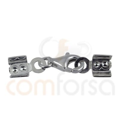 Cierre de mosquetón doble con grapa de 2 mm Plata 925