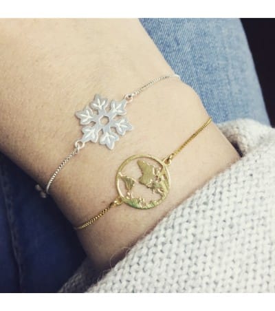 Pulsera veneciana con bolita plata baño de oro