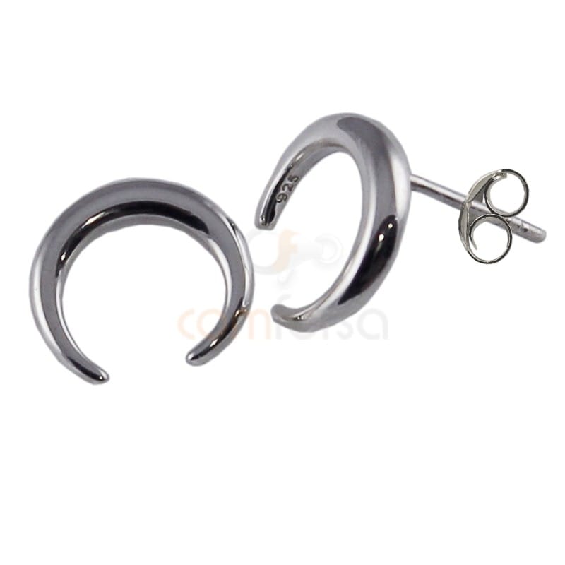 Buy Hollow online : Sterling Silver 925 Horn earrings 12 mm - Com