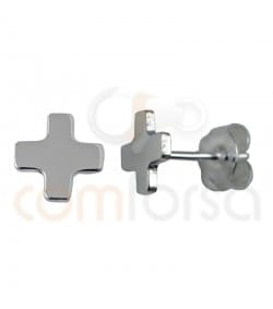 Sterling silver square cross earrings 8 mm
