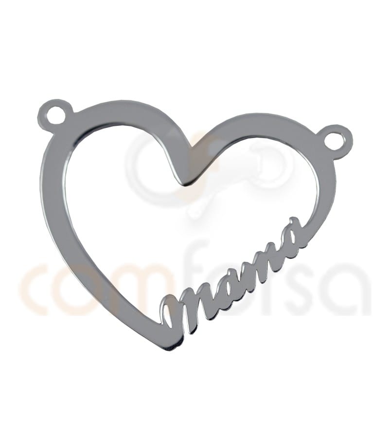 Sterling silver 925 "mama" heart pendant  21 x 17 mm