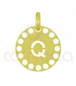 Sterling silver 925 gold-plated die-cut letter Q pendant 14 mm