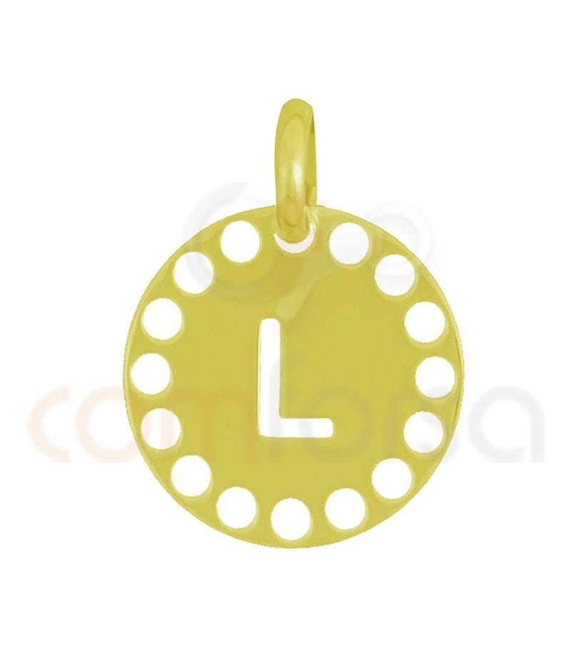 Sterling silver 925 gold-plated die-cut letter L pendant 14 mm