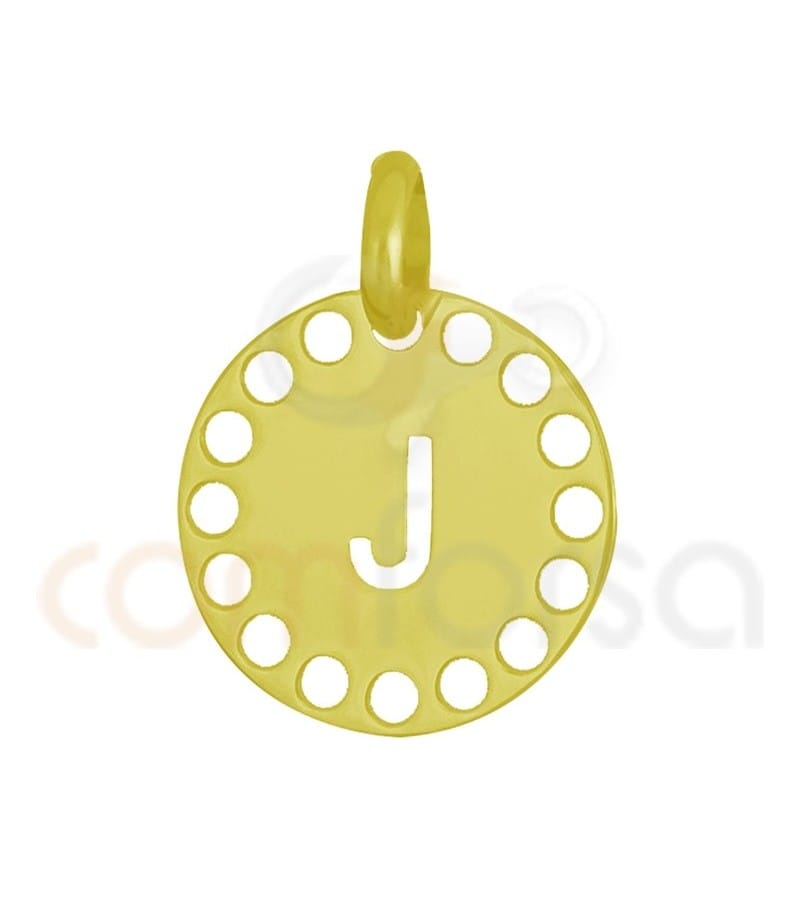 Sterling silver 925 gold-plated die-cut letter J pendant 14 mm