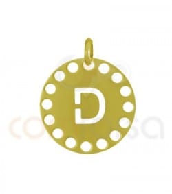 Sterling silver 925 gold-plated die-cut letter D pendant 14 mm