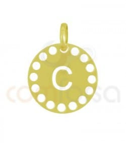 Sterling silver 925 gold-plated die-cut letter C pendant 14 mm