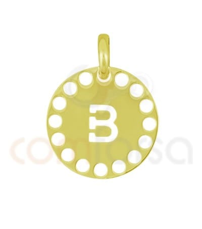 Sterling silver 925 gold-plated die-cut letter B pendant 14 mm