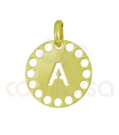 Sterling silver 925 gold-plated die-cut letter A pendant 14 mm