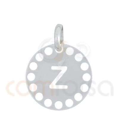 Colgante letra Z con circulos troquelados 14 mm plata 925